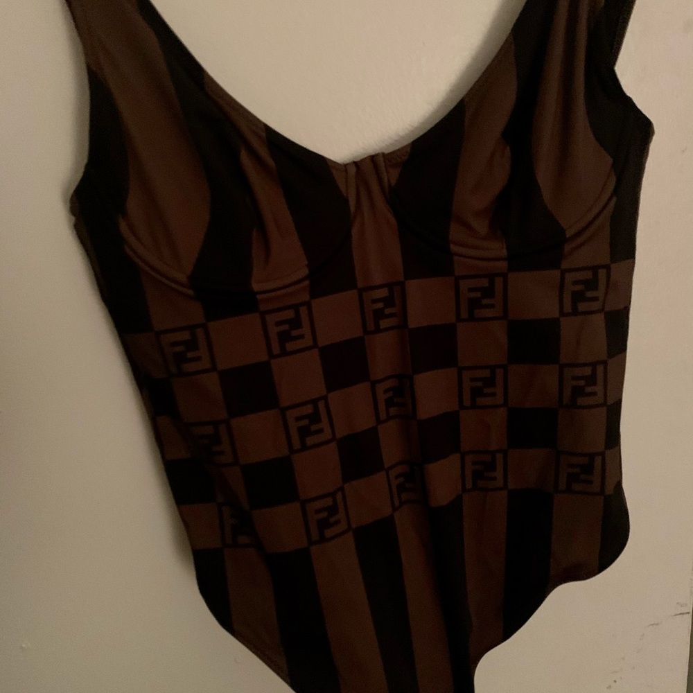 'Forever Fendi' Stripe One-Piece Swimsuit